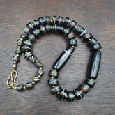 Antique Yemeni Agate Natural Rare pattern Banded Agate Bead Necklace BND-2